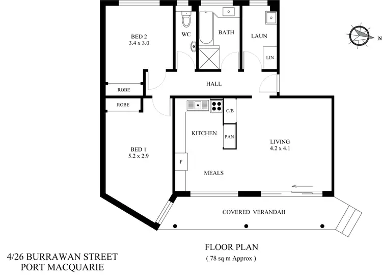 Floorplan of Homely unit listing, 4/26 Burrawan Street, Port Macquarie NSW 2444