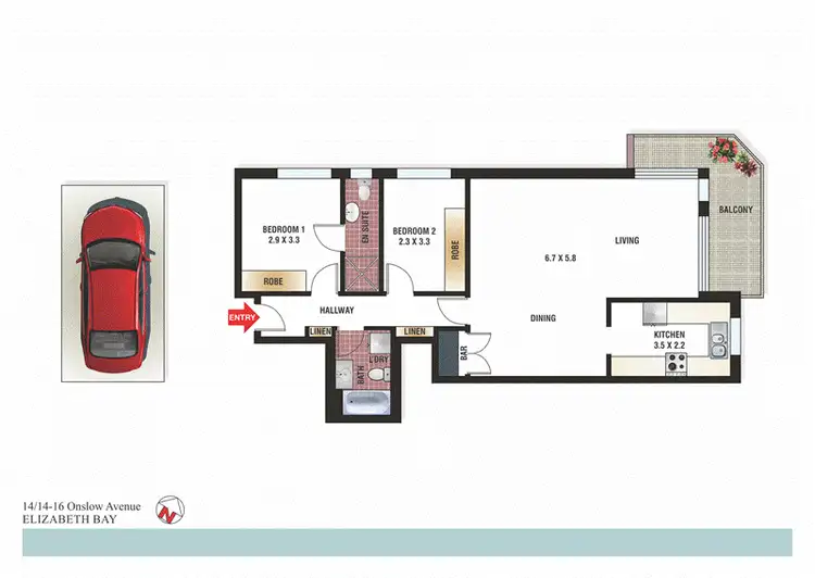 Floorplan of Homely apartment listing, 14/14-16 Onslow Avenue, Elizabeth Bay NSW 2011