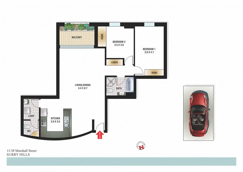 Floorplan of Homely apartment listing, 11/38 Marshall Street, Surry Hills NSW 2010