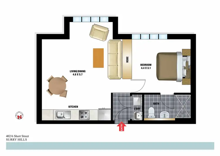 Floorplan of Homely apartment listing, 402/6 Short Street, Surry Hills NSW 2010