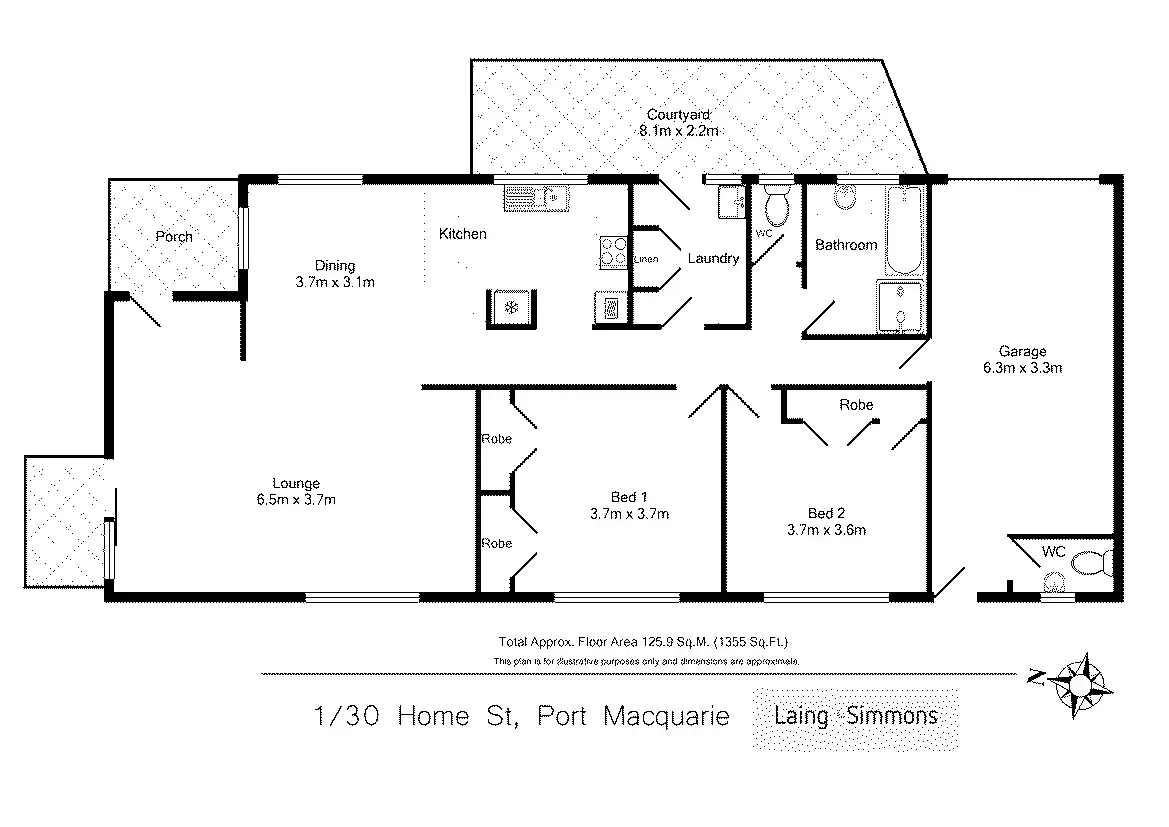 Floorplan of Homely villa listing, 1/30 Home Street, Port Macquarie NSW 2444