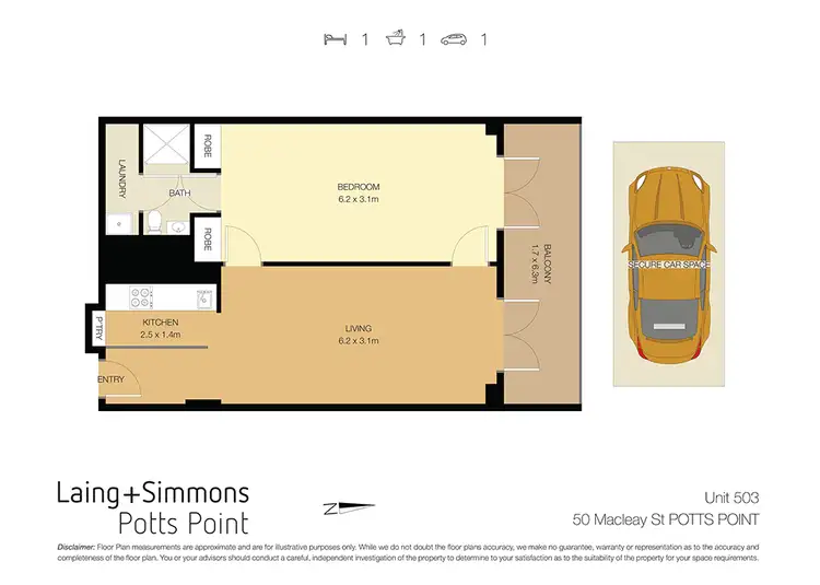 Floorplan of Homely apartment listing, 503/50-58 Macleay Street, Potts Point NSW 2011