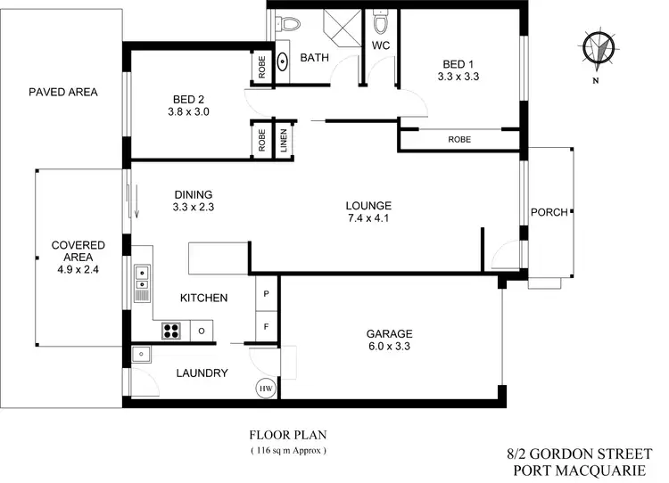 Floorplan of Homely unit listing, 8/2 Gordon Street, Port Macquarie NSW 2444