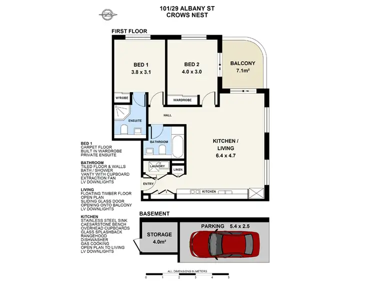 Floorplan of Homely apartment listing, 101/29 Albany Street, Crows Nest NSW 2065