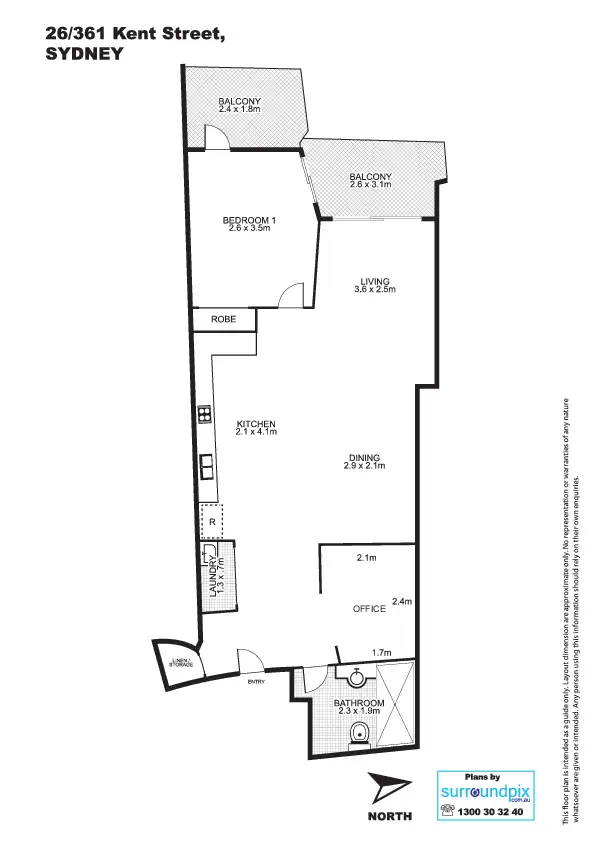 Floorplan of Homely apartment listing, 26/361 Kent Street, Sydney NSW 2000
