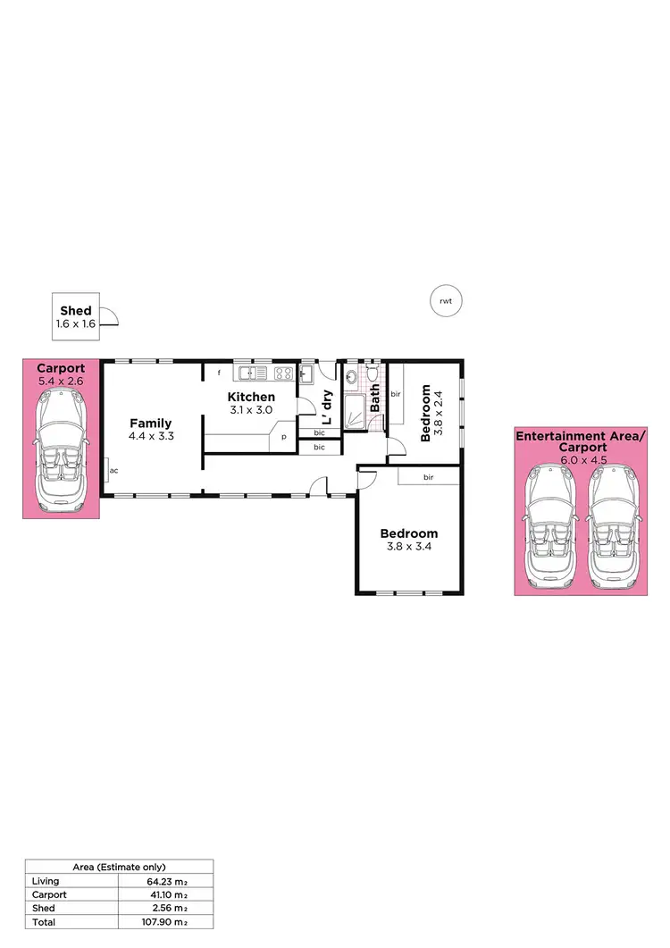 Floorplan of Homely unit listing, 2/2A Camroc Avenue, Tranmere SA 5073
