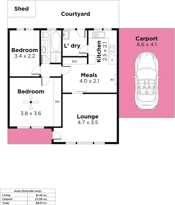 Floorplan of Homely unit listing, 3/66 Forest Avenue, Black Forest SA 5035