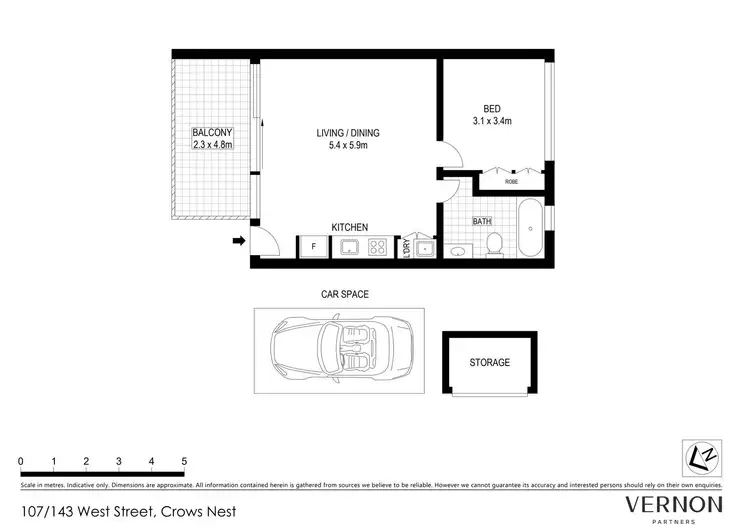 Floorplan of Homely apartment listing, 107/143 West Street, Crows Nest NSW 2065