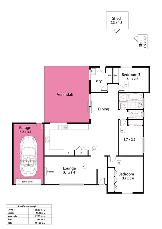 Floorplan of Homely unit listing, 3/6 Parson Street, Sturt SA 5047