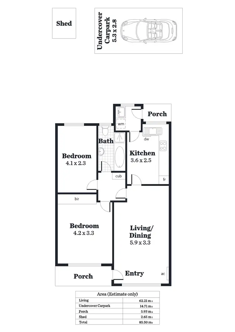 Floorplan of Homely unit listing, 4/64a Second Avenue, St Peters SA 5069