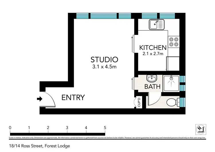 Floorplan of Homely studio listing, 18/14 Ross Street, Forest Lodge NSW 2037
