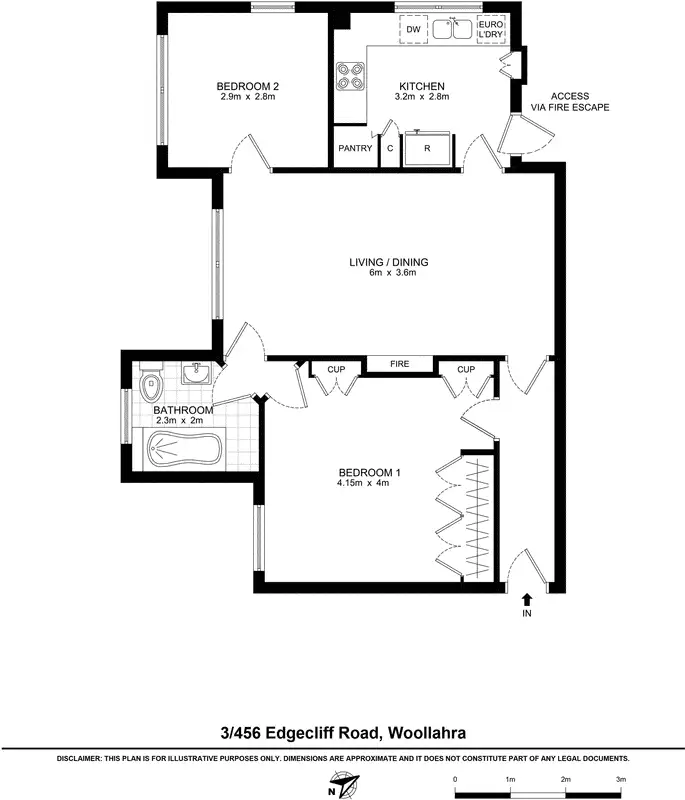 Floorplan of Homely unit listing, 3/456 Edgecliff Road, Edgecliff NSW 2027