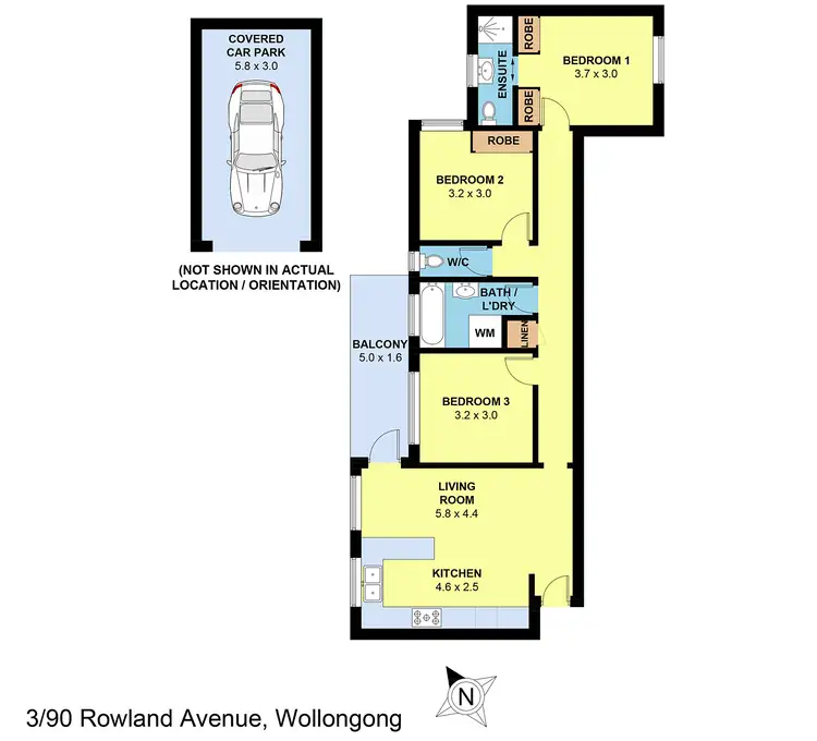 Floorplan of Homely unit listing, 3/90 Rowland Avenue, Wollongong NSW 2500