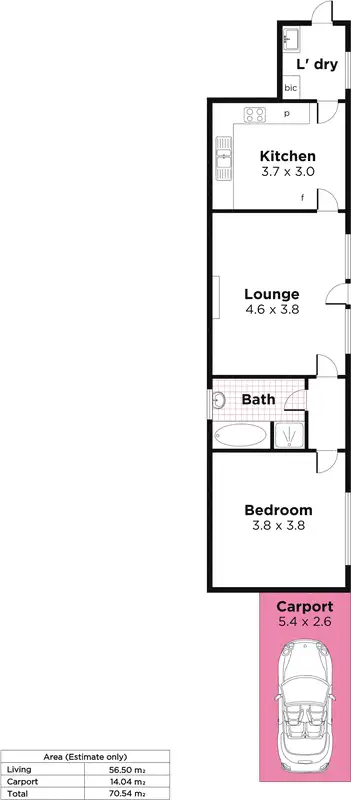 Floorplan of Homely unit listing, 1/24 Kent Street, South Plympton SA 5038