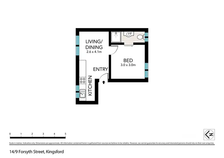 Floorplan of Homely studio listing, 14/9 Forsyth Street, Kingsford NSW 2032
