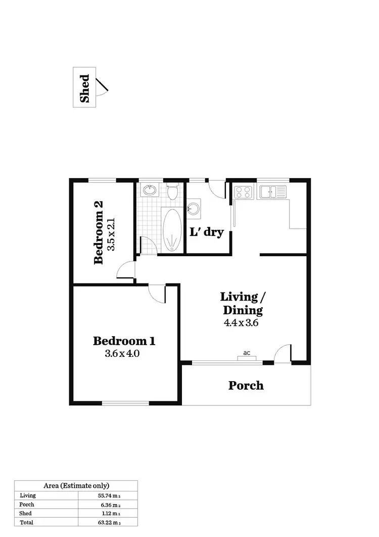 Floorplan of Homely unit listing, 2/2 Water Street, Kensington Park SA 5068