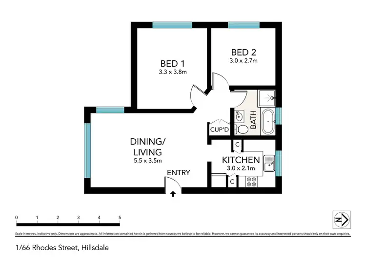 Floorplan of Homely apartment listing, 1/66 Rhodes Street, Hillsdale NSW 2036