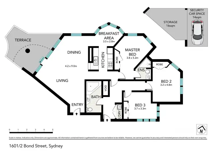 Floorplan of Homely apartment listing, 1601/2 Bond Street, Sydney NSW 2000