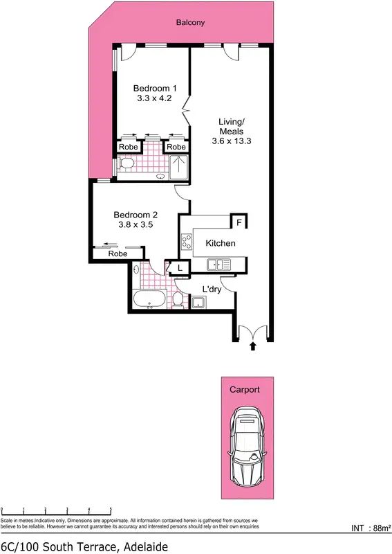 Floorplan of Homely unit listing, 6c/100 South Terrace, Adelaide SA 5000