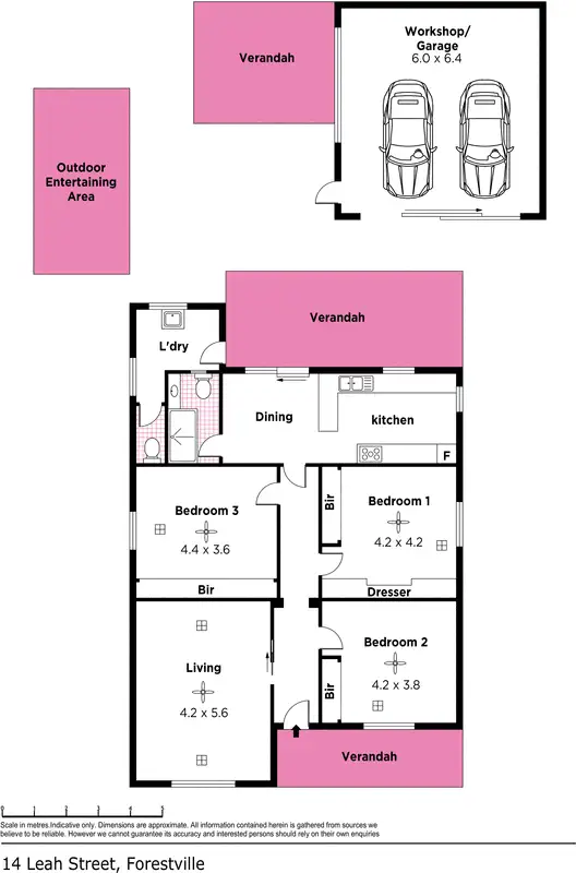Floorplan of Homely house listing, 14 Leah Street, Forestville SA 5035