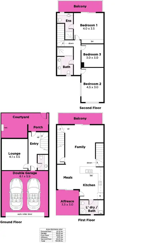 Floorplan of Homely townhouse listing, 1 Kernick Way, Brompton SA 5007