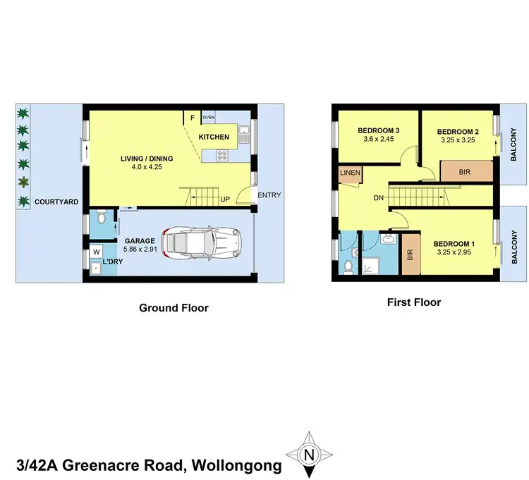 Floorplan of Homely townhouse listing, 3/42a Greenacre Road, Wollongong NSW 2500
