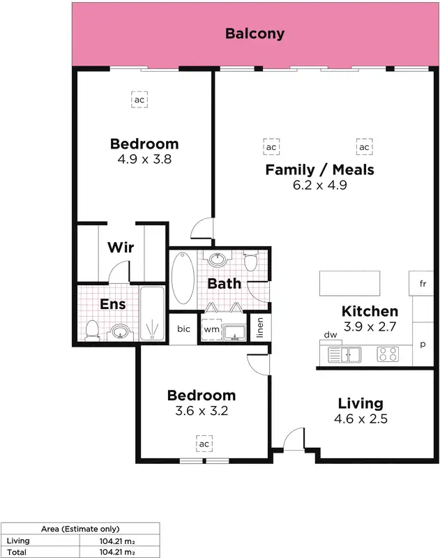 Floorplan of Homely apartment listing, 404/293 Angas Street, Adelaide SA 5000