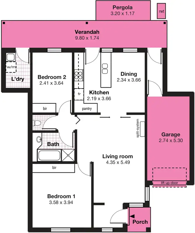 Floorplan of Homely unit listing, 2/2 Prior Road, Somerton Park SA 5044