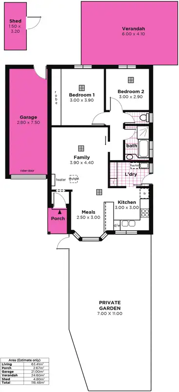 Floorplan of Homely unit listing, 7/11 Cook Crescent, Warradale SA 5046