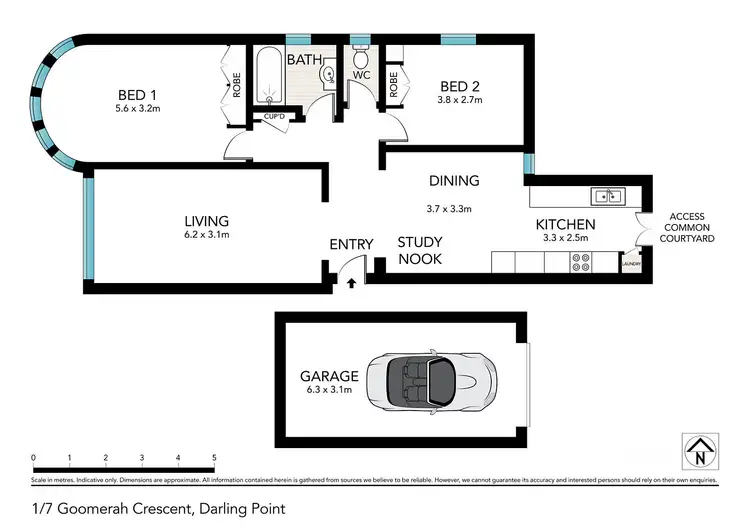 Floorplan of Homely apartment listing, 1/7 Goomerah Crescent, Darling Point NSW 2027