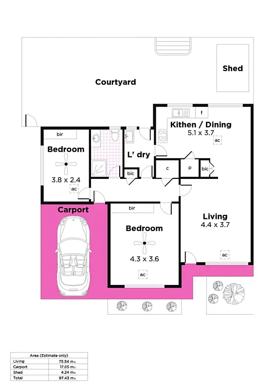 Floorplan of Homely unit listing, 14/9 Barnes Road, Glynde SA 5070