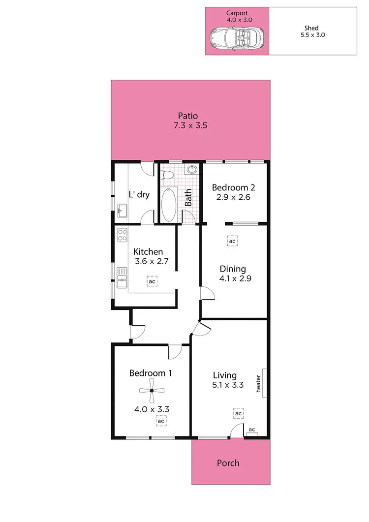 Floorplan of Homely unit listing, 2/24 Winston Crescent, Glengowrie SA 5044
