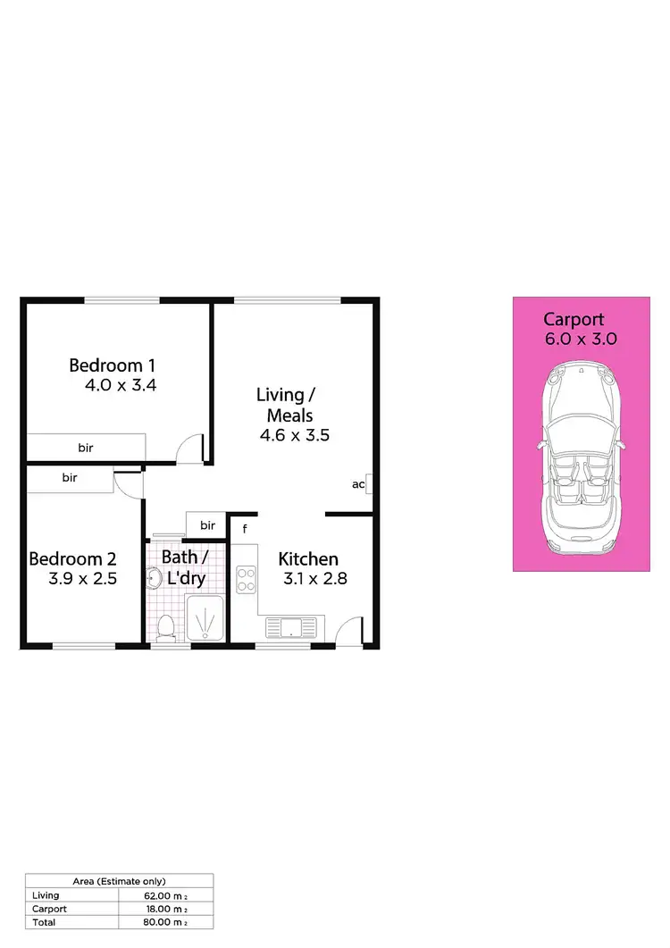 Floorplan of Homely unit listing, 6/81 Third Avenue, Joslin SA 5070