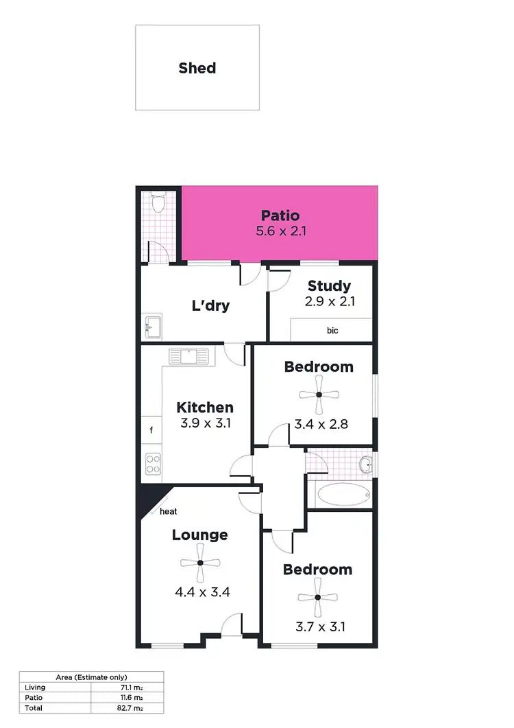 Floorplan of Homely house listing, 57 Galway Street, Kilburn SA 5084