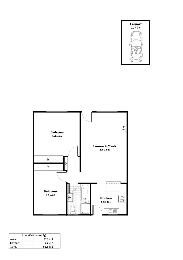 Floorplan of Homely unit listing, 2/51 L'estrange Street, Glenside SA 5065