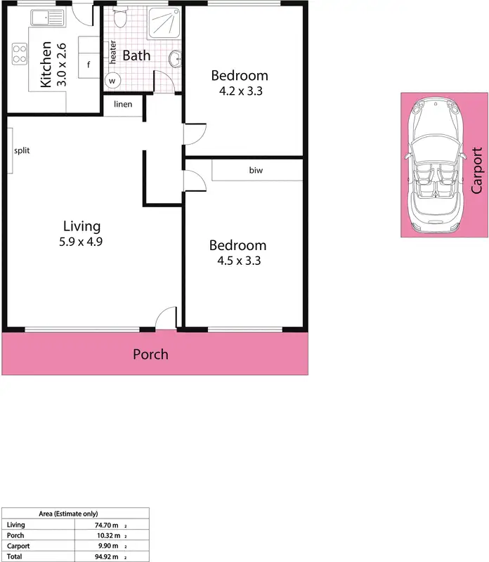 Floorplan of Homely unit listing, 2/25 Moorhouse Avenue, Myrtle Bank SA 5064