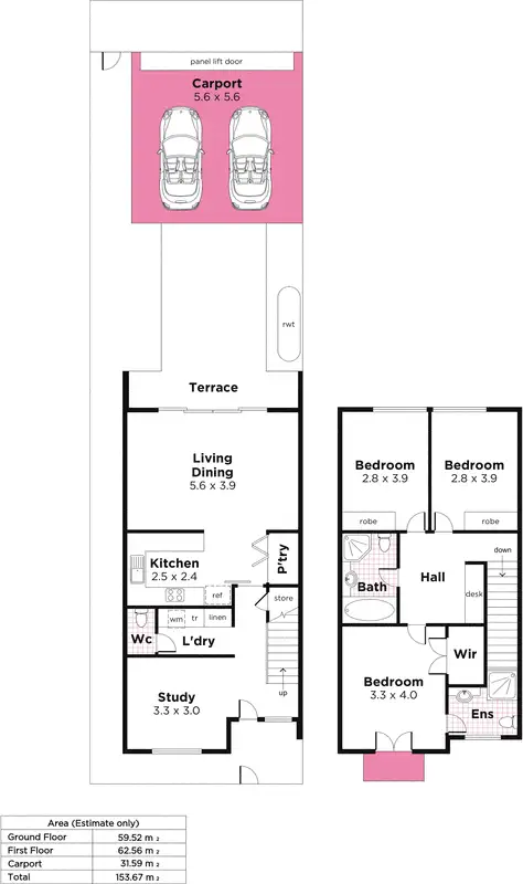 Floorplan of Homely townhouse listing, 55a Payneham Road, College Park SA 5069