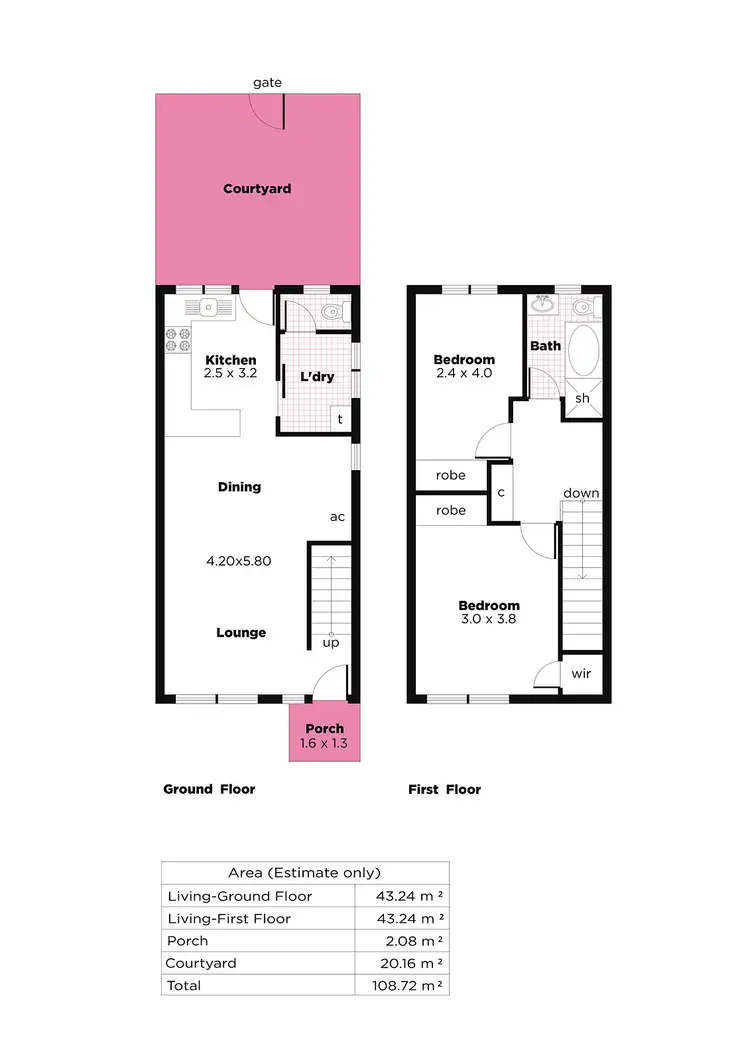 Floorplan of Homely townhouse listing, 1/39 Phillip Street, West Croydon SA 5008
