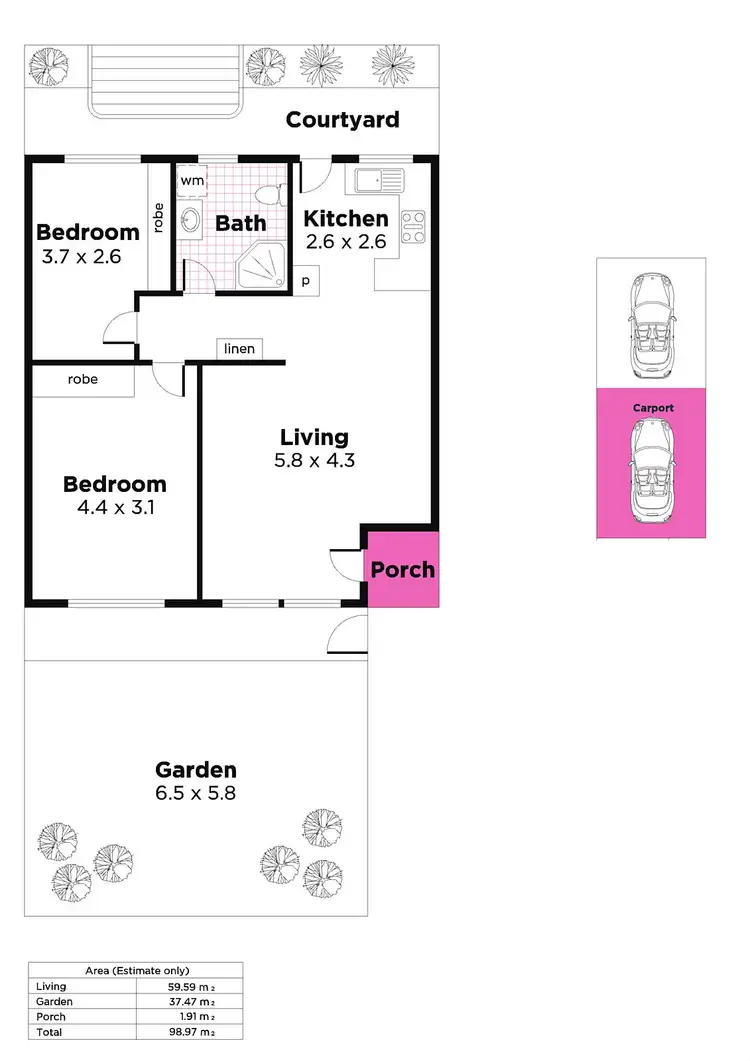 Floorplan of Homely unit listing, 2/5 Don Terrace, Morphettville SA 5043