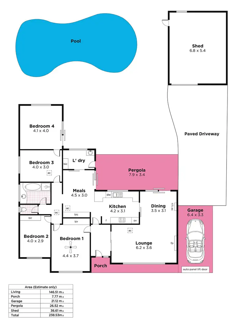 Floorplan of Homely house listing, 4 Park Valley Drive, Highbury SA 5089