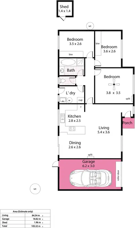 Floorplan of Homely unit listing, 3/19 Gangara Court, Warradale SA 5046
