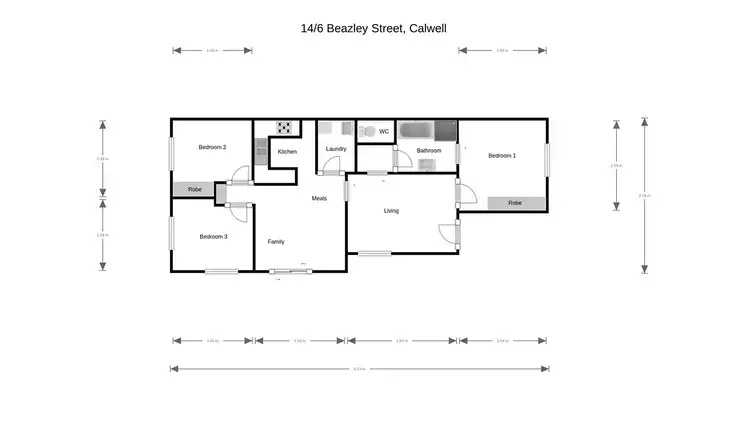 Floorplan of Homely townhouse listing, 14/6 Beazley Street, Calwell ACT 2905