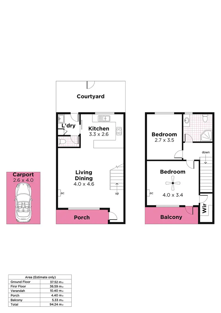 Floorplan of Homely townhouse listing, 3/8 Kyle Street, Glenside SA 5065