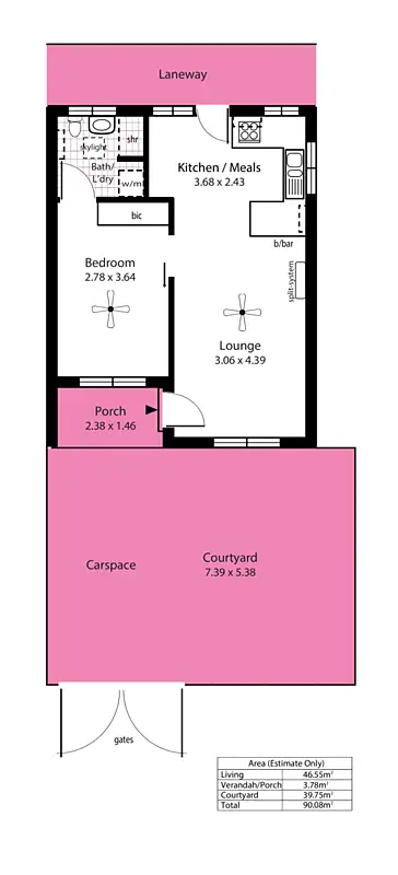 Floorplan of Homely unit listing, 3/21 Fifth Avenue, St Peters SA 5069