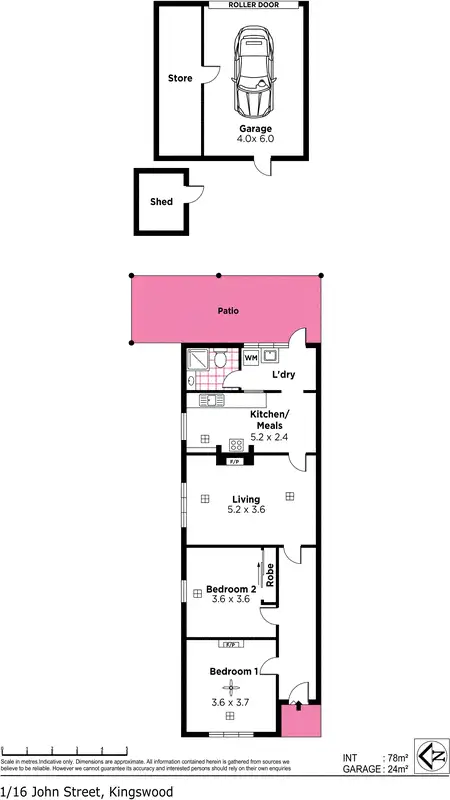 Floorplan of Homely house listing, 1/16 John Street, Kingswood SA 5062