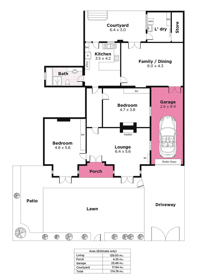 Floorplan of Homely unit listing, 1/42 Lefevre Terrace, North Adelaide SA 5006