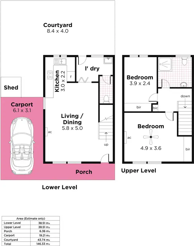 Floorplan of Homely townhouse listing, 5/27 Downer Avenue, Campbelltown SA 5074