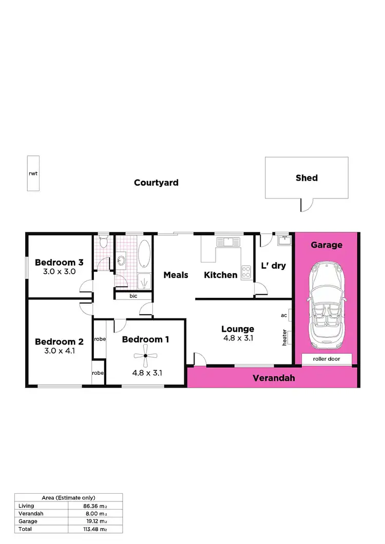 Floorplan of Homely unit listing, 1/28 Riordan Street, Morphett Vale SA 5162