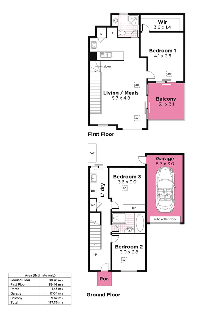 Floorplan of Homely townhouse listing, 5/557-559 Port Road, West Croydon SA 5008