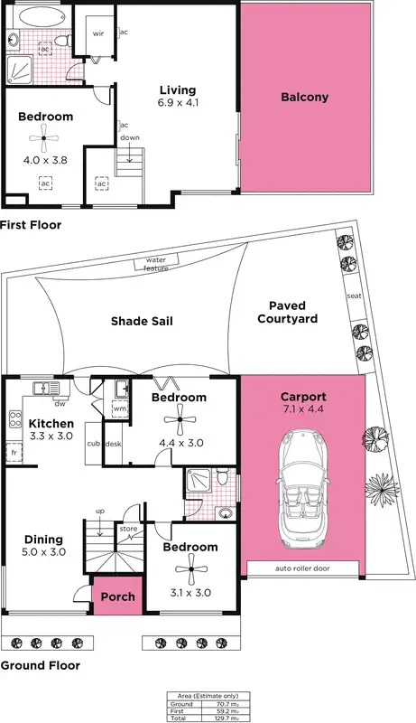 Floorplan of Homely townhouse listing, 2/34 Witton Road, Port Noarlunga SA 5167
